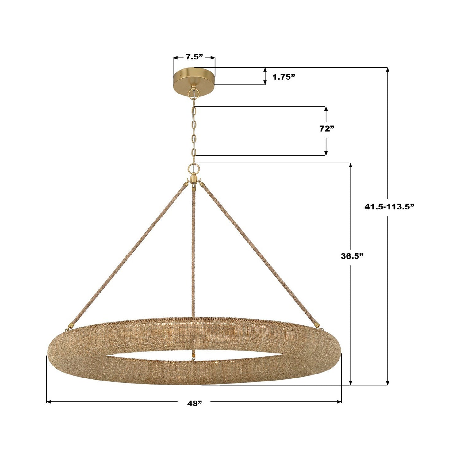 Oakley LED Chandelier - line drawing.