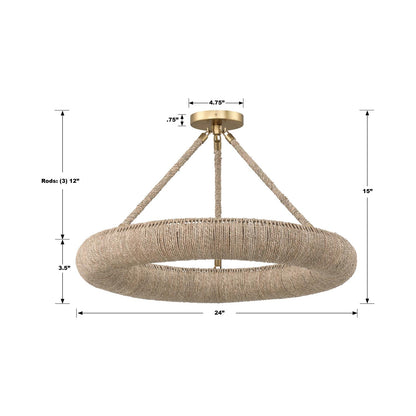 Oakley LED Semi Flush Mount Ceiling Light - line drawing.