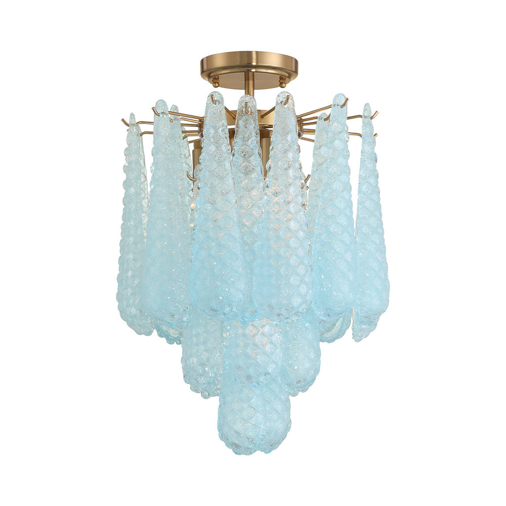 Ollie Semi Flush Mount Ceiling Light in Blue.