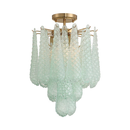 Ollie Semi Flush Mount Ceiling Light in Green.