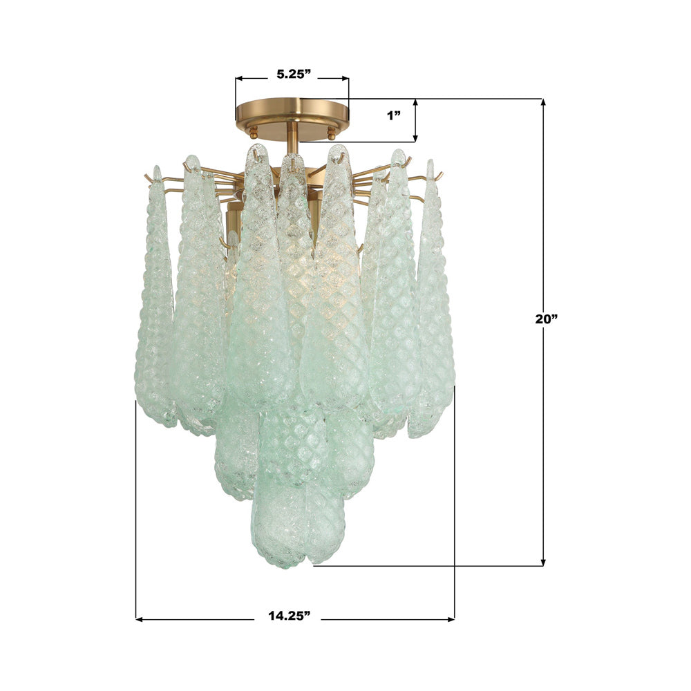 Ollie Semi Flush Mount Ceiling Light - line drawing.