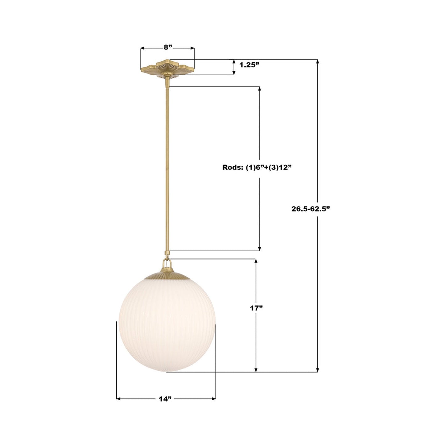 Orly Pendant Light - line drawing.