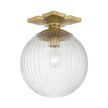 Orly Semi Flush Mount Ceiling Light in Aged Brass/Clear.