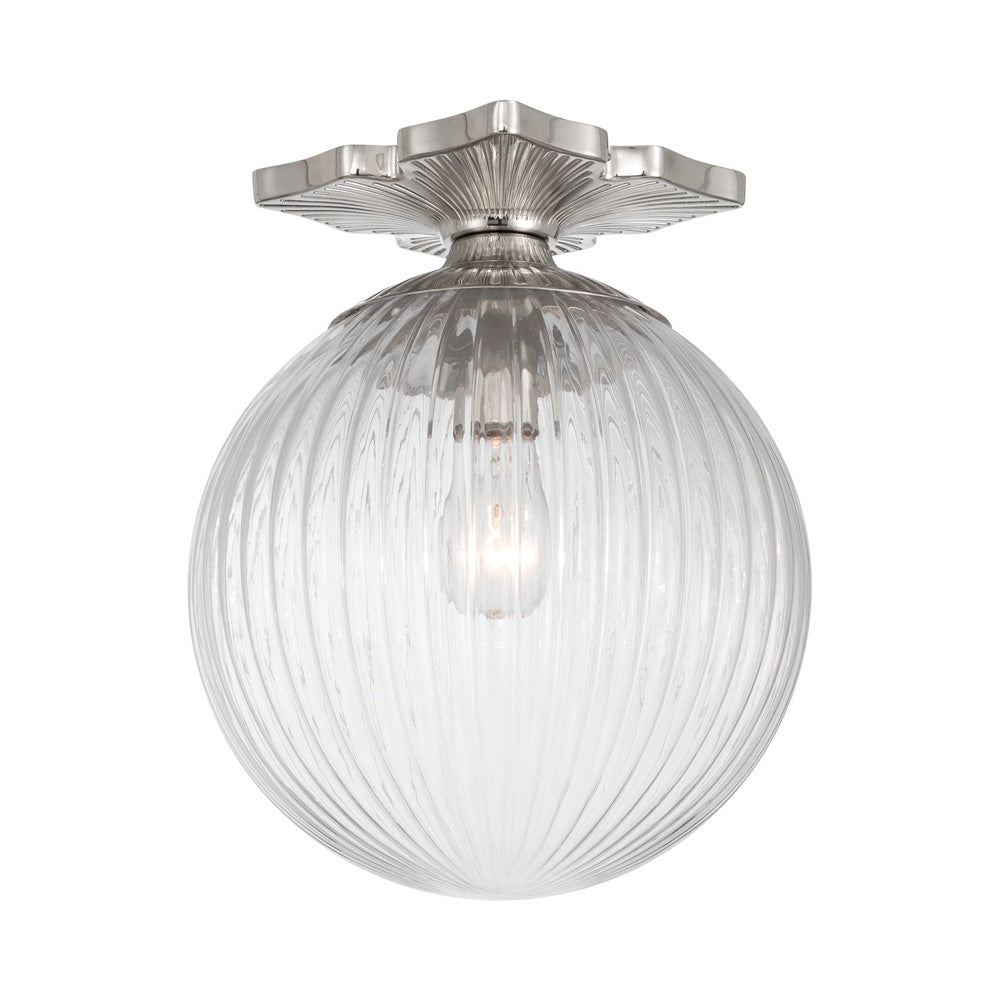 Orly Semi Flush Mount Ceiling Light in Polished Nickel/Clear.