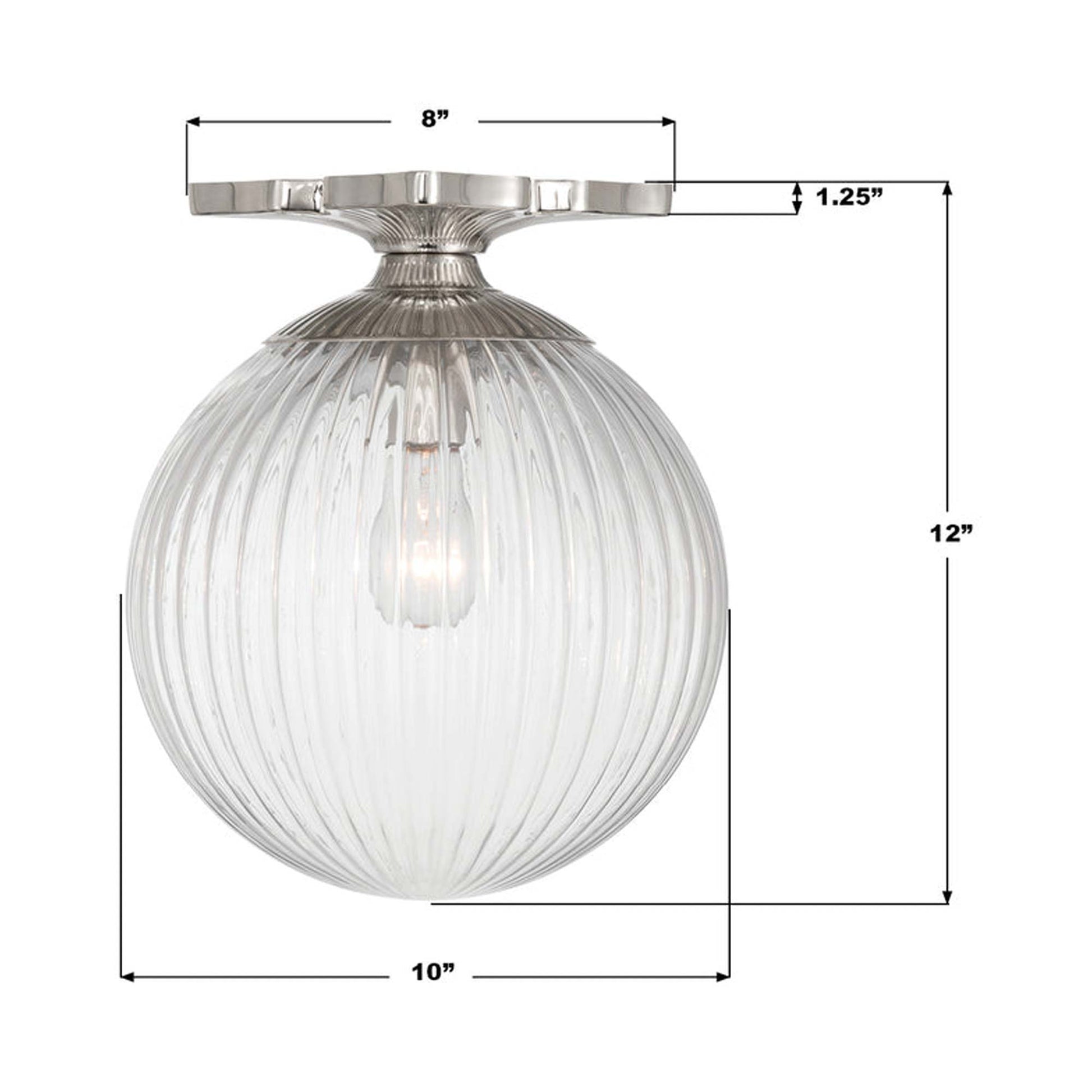 Orly Semi Flush Mount Ceiling Light - line drawing.