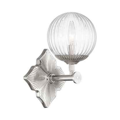 Orly Single Wall Light in Polished Nickel/Clear.