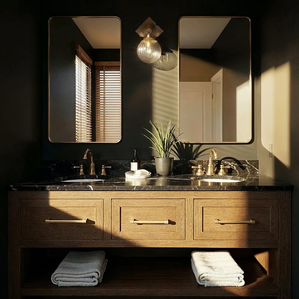 Orly Single Wall Light in bathroom.