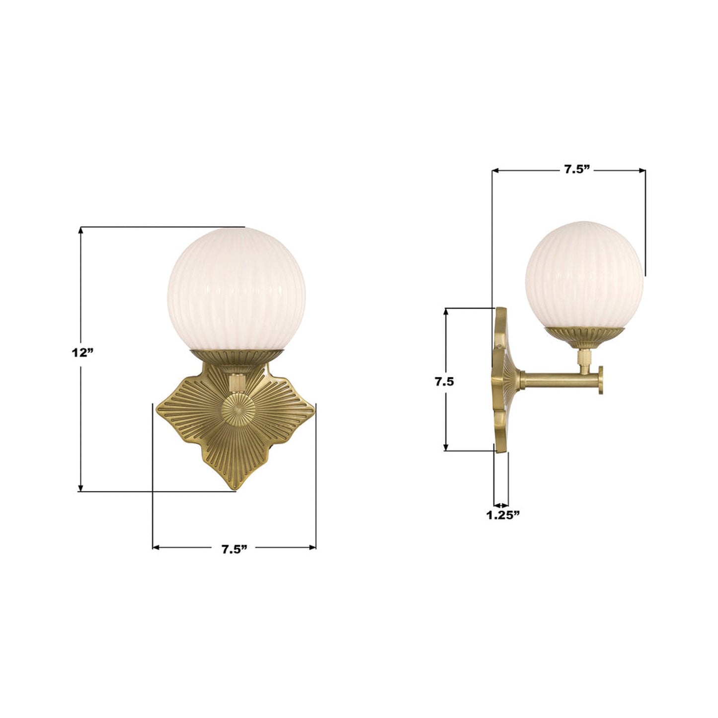 Orly Single Wall Light - line drawing.