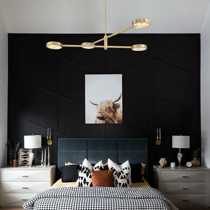 Orson Linear Chandelier in bedroom.
