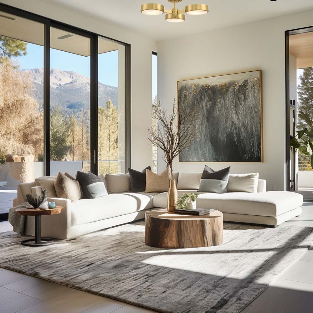 Orson Semi Flush Mount Ceiling Light in living room.