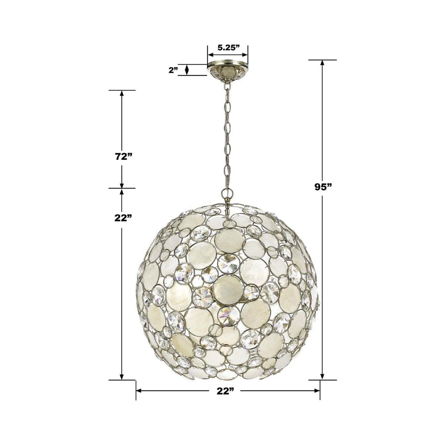 Palla Chandelier - line drawing.
