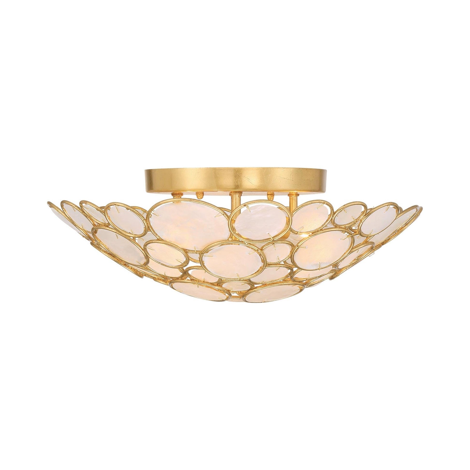 Palla Flush Mount Ceiling Light in Antique Gold.