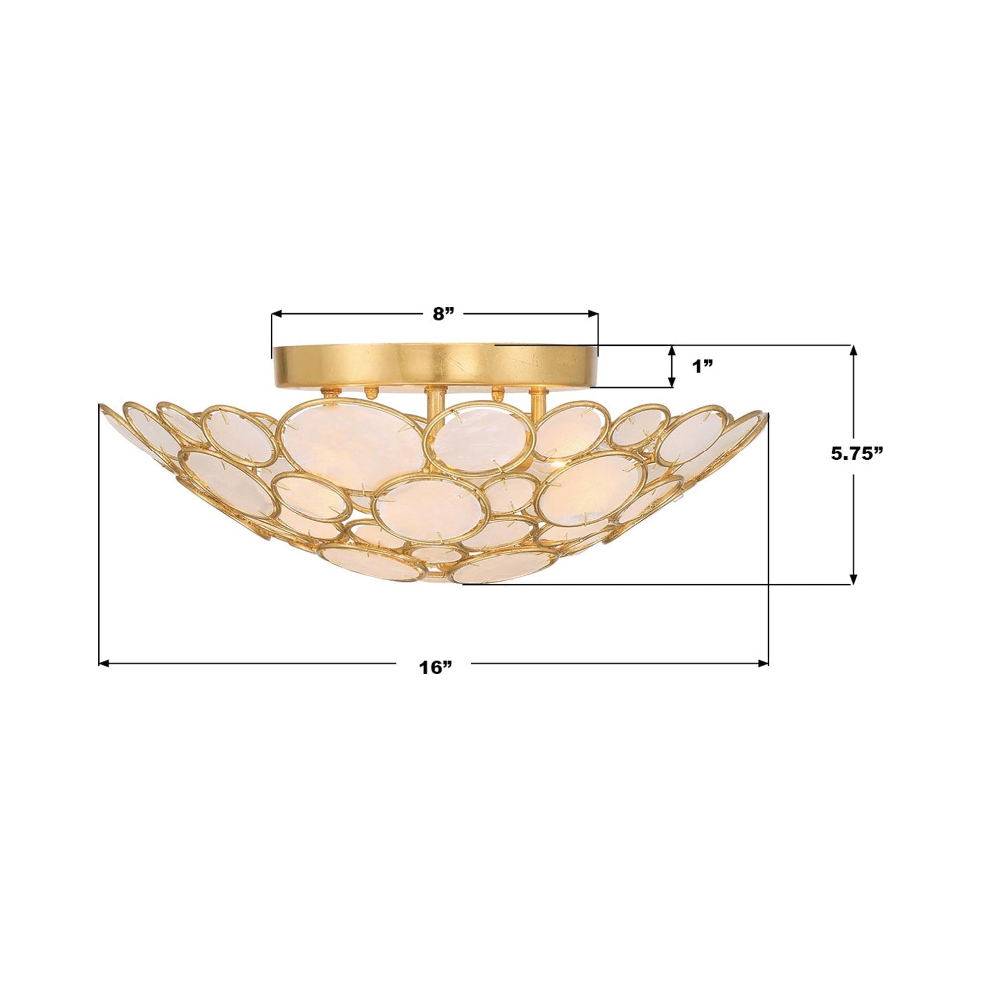 Palla Flush Mount Ceiling Light - line drawing.