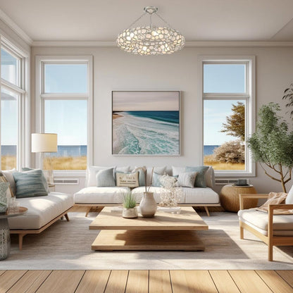 Palla Ring Semi Flush Mount Ceiling Light in living room.