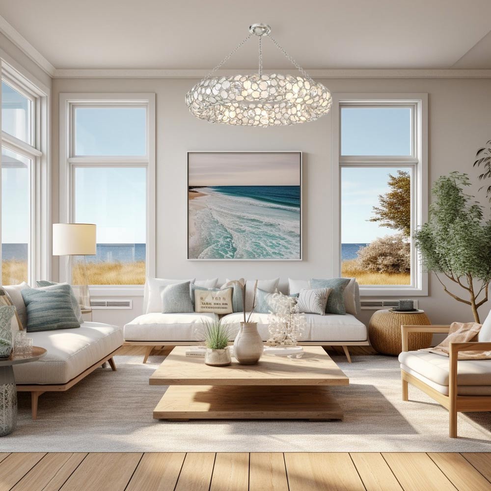 Palla Ring Semi Flush Mount Ceiling Light in living room.