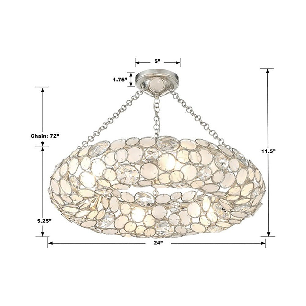 Palla Ring Semi Flush Mount Ceiling Light - line drawing.