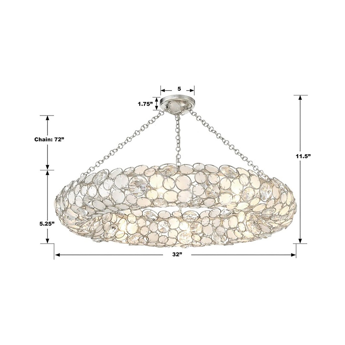 Palla Ring Semi Flush Mount Ceiling Light - line drawing.