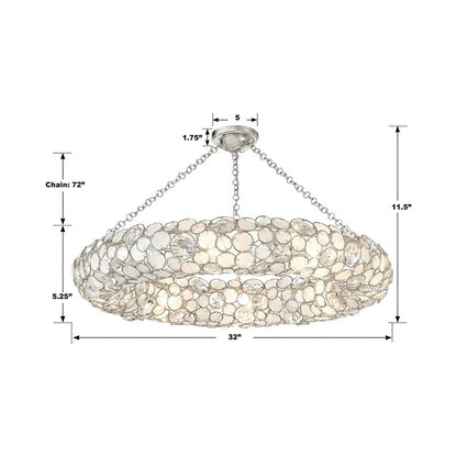 Palla Ring Semi Flush Mount Ceiling Light - line drawing.