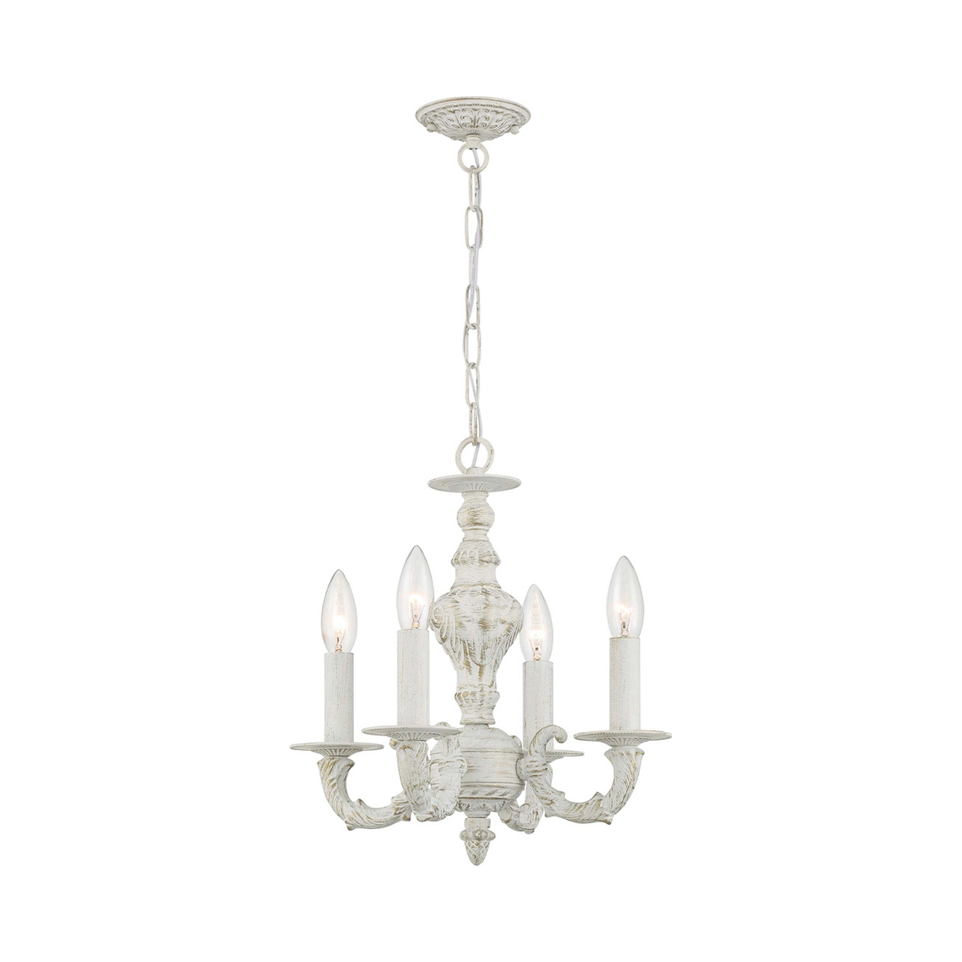 Paris Market Chandelier in Antique White (4-Light).