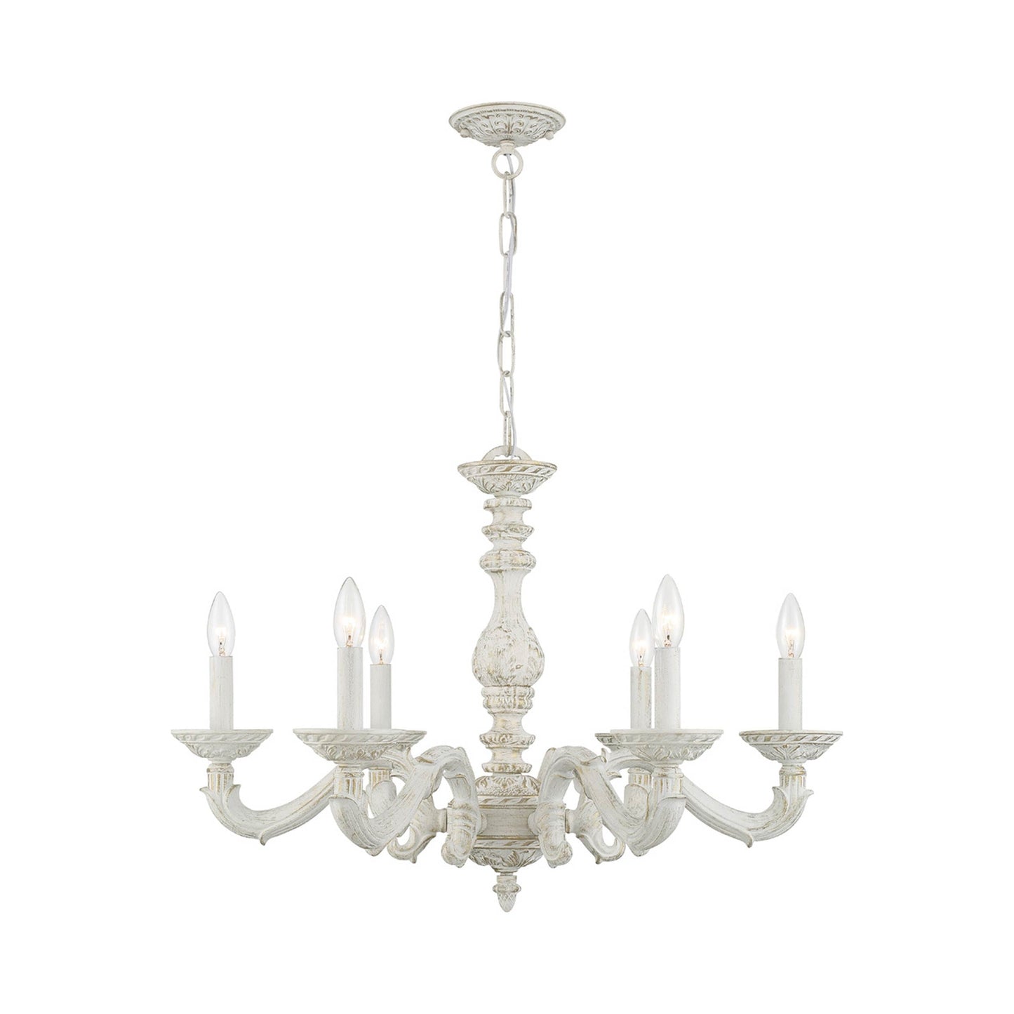 Paris Market Chandelier in Antique White (6-Light).