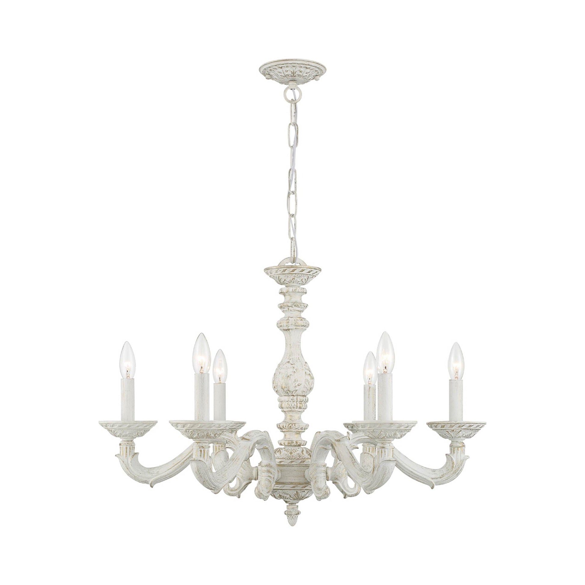 Paris Market Chandelier in Antique White (6-Light).