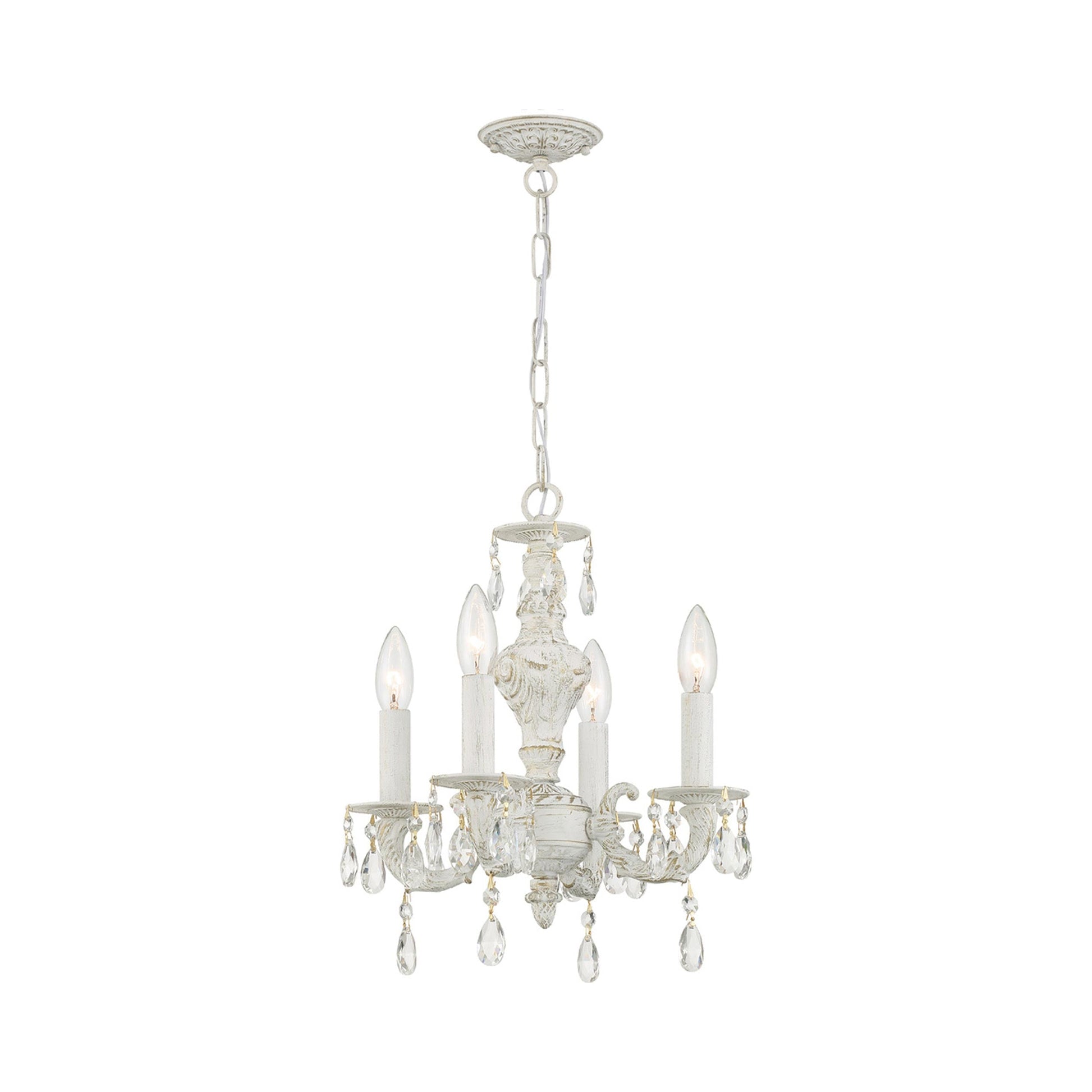 Paris Market Crystal Chandelier in Antique White (Hand Cut Crystal/Swarovski Spectra Crystal/Swarovski Strass Crystal/15-Inch).