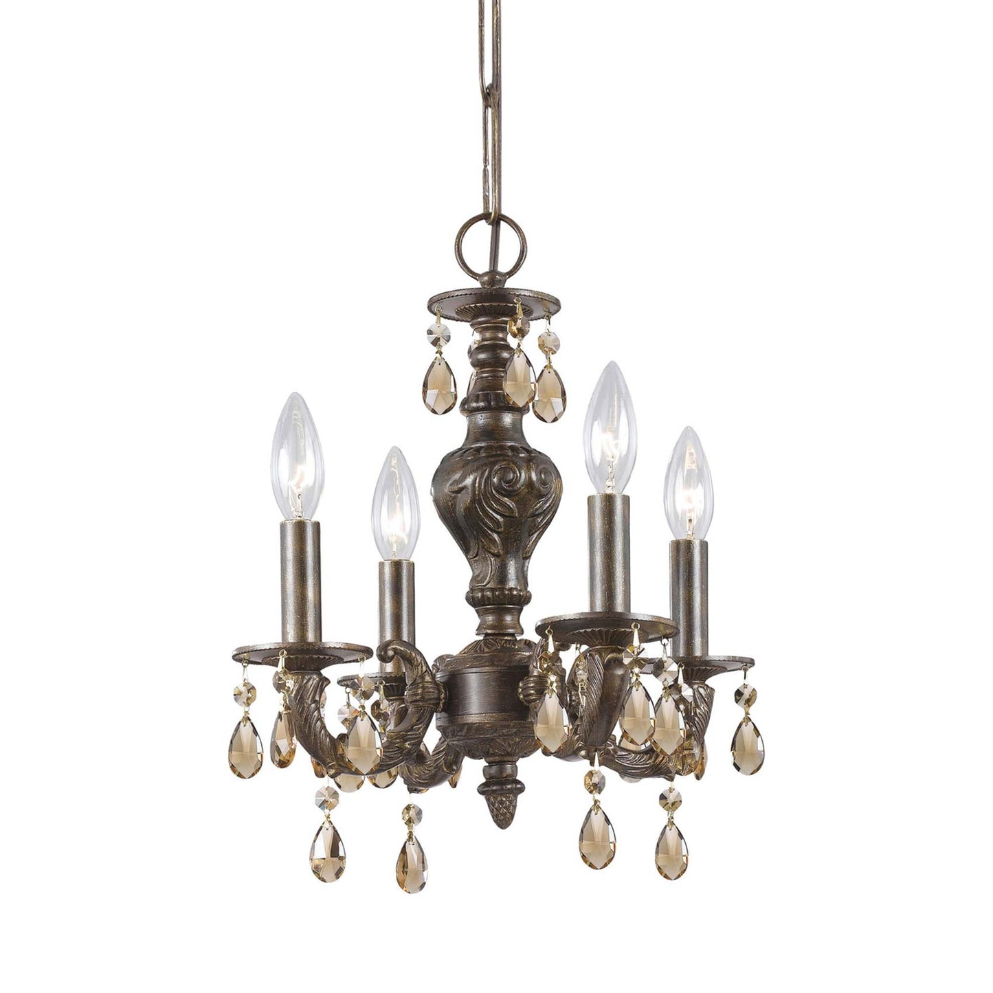 Paris Market Crystal Chandelier in Venetian Bronze (Golden Teak Hand Cut/Golden Teak Swarovski/15-Inch).