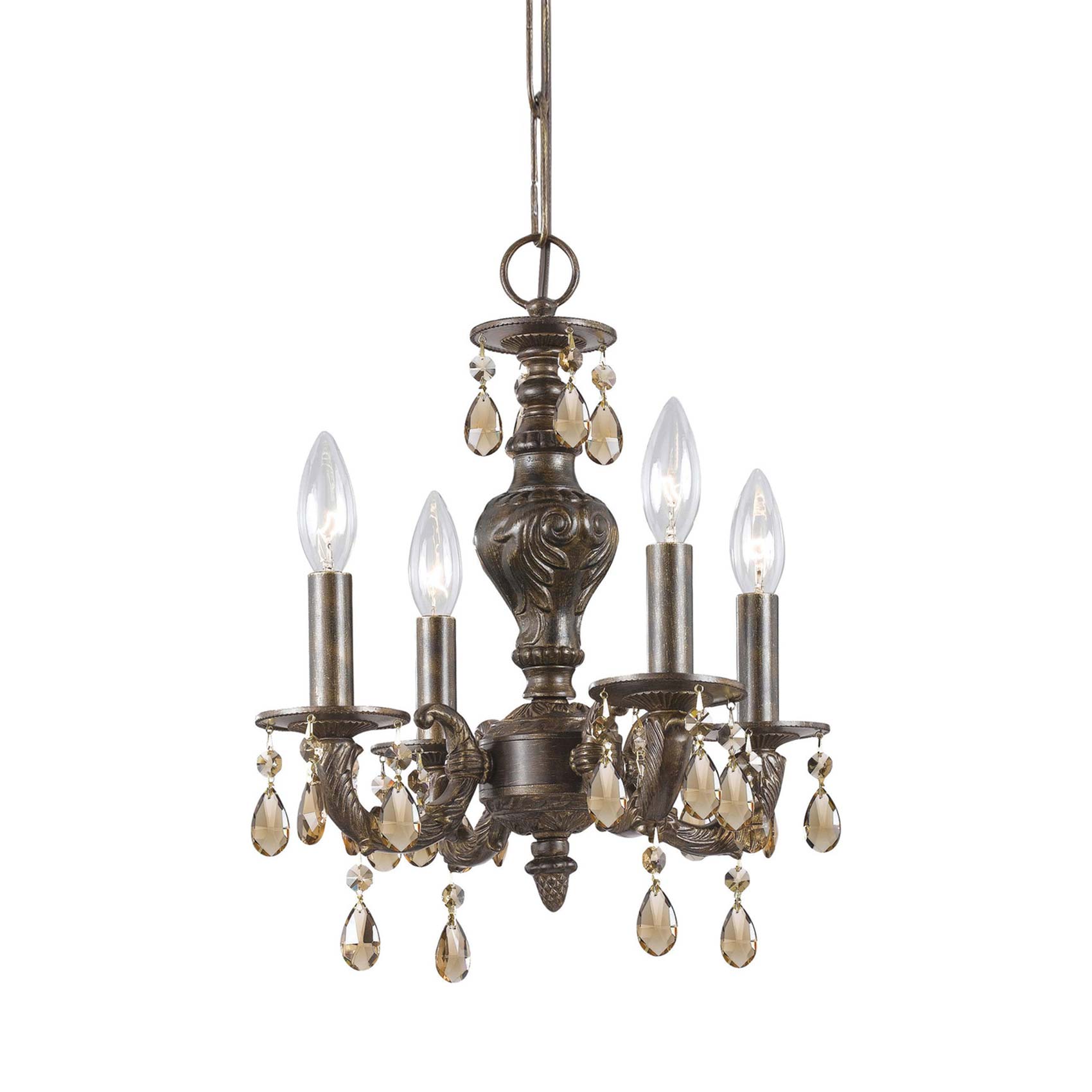 Paris Market Crystal Chandelier in Venetian Bronze (Golden Teak Hand Cut/Golden Teak Swarovski/15-Inch).