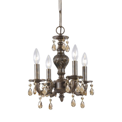 Paris Market Crystal Chandelier in Venetian Bronze (Golden Teak Hand Cut/Golden Teak Swarovski/15-Inch).