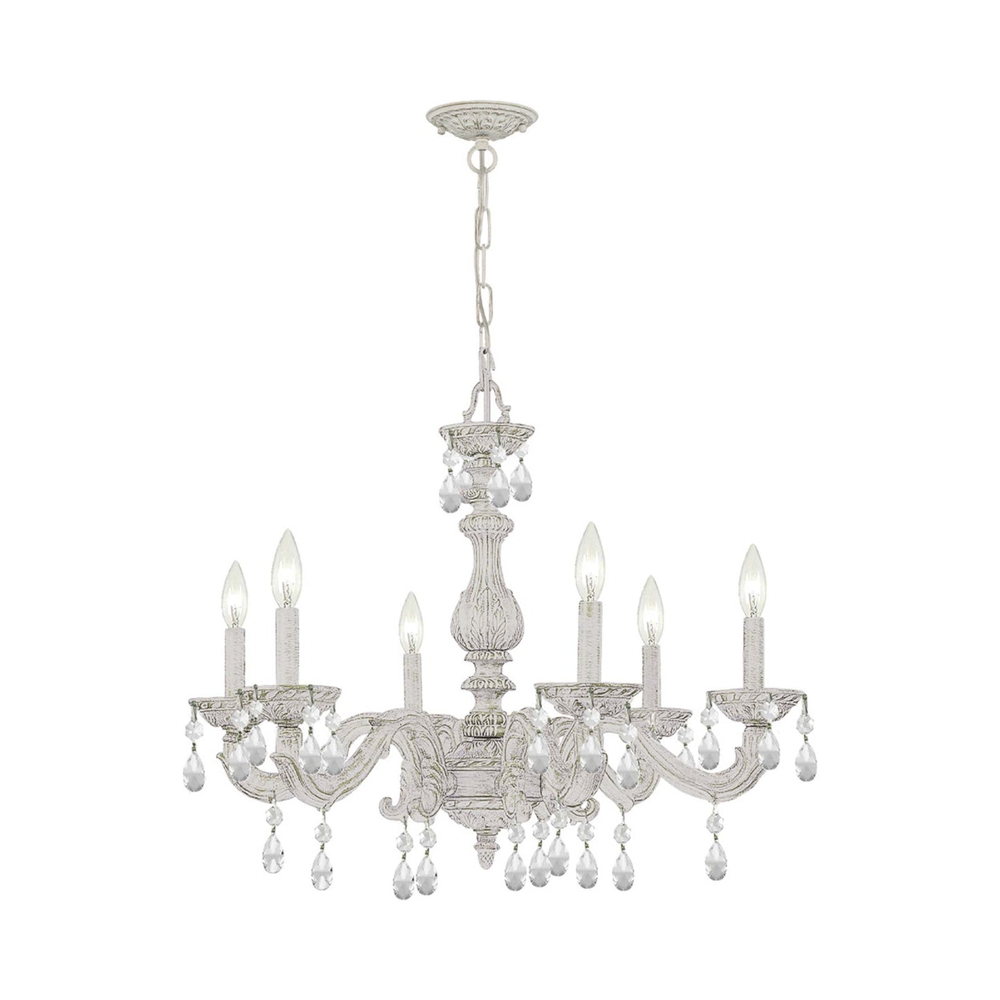 Paris Market Crystal Chandelier in Antique White (Hand Cut Crystal/Swarovski Spectra Crystal/Swarovski Strass Crystal/21-Inch).