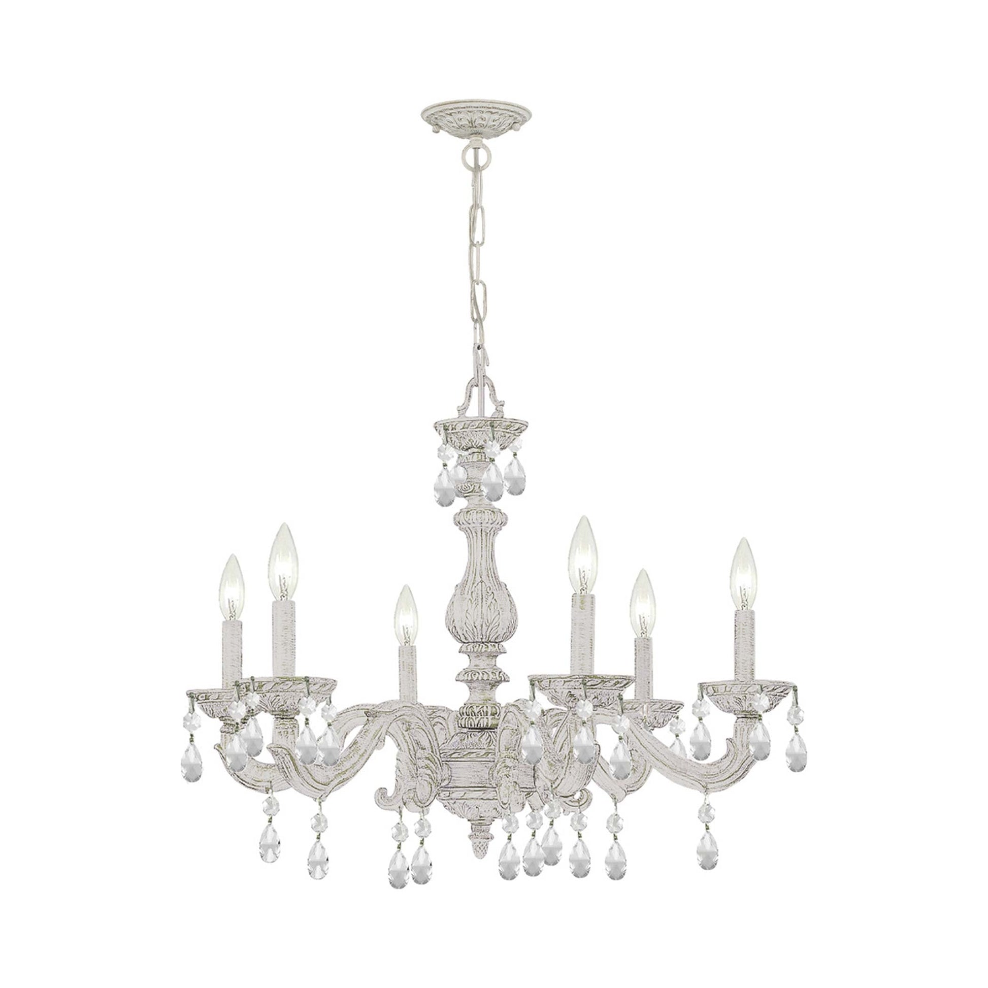 Paris Market Crystal Chandelier in Antique White (Hand Cut Crystal/Swarovski Spectra Crystal/Swarovski Strass Crystal/21-Inch).