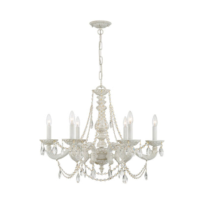 Paris Market Crystal Chandelier in Antique White (Clear Italian/Hand Cut Crystal/Swarovski Spectra Crystal/Swarovski Strass Crystal/22-Inch).