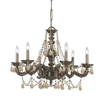 Paris Market Crystal Chandelier in Venetian Bronze (Golden Teak Hand Cut/Golden Teak Swarovski/22-Inch).
