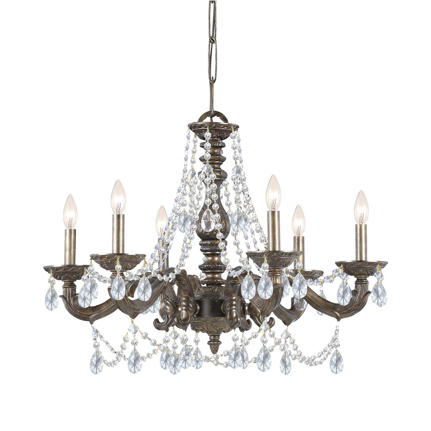 Paris Market Crystal Chandelier in Venetian Bronze (Hand Cut Crystal/Swarovski Spectra Crystal/Swarovski Strass Crystal/22-Inch).