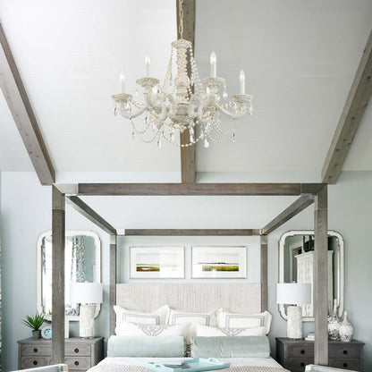 Paris Market Crystal Chandelier in bedroom.