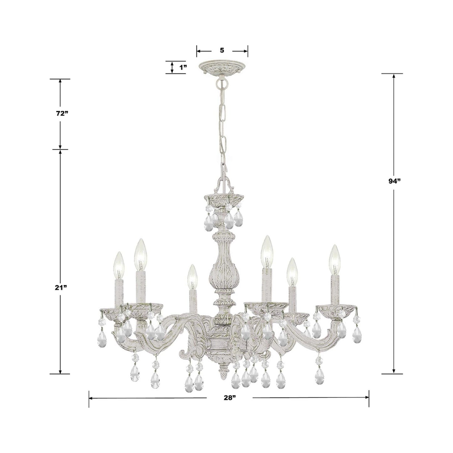Paris Market Crystal Chandelier - line drawing.