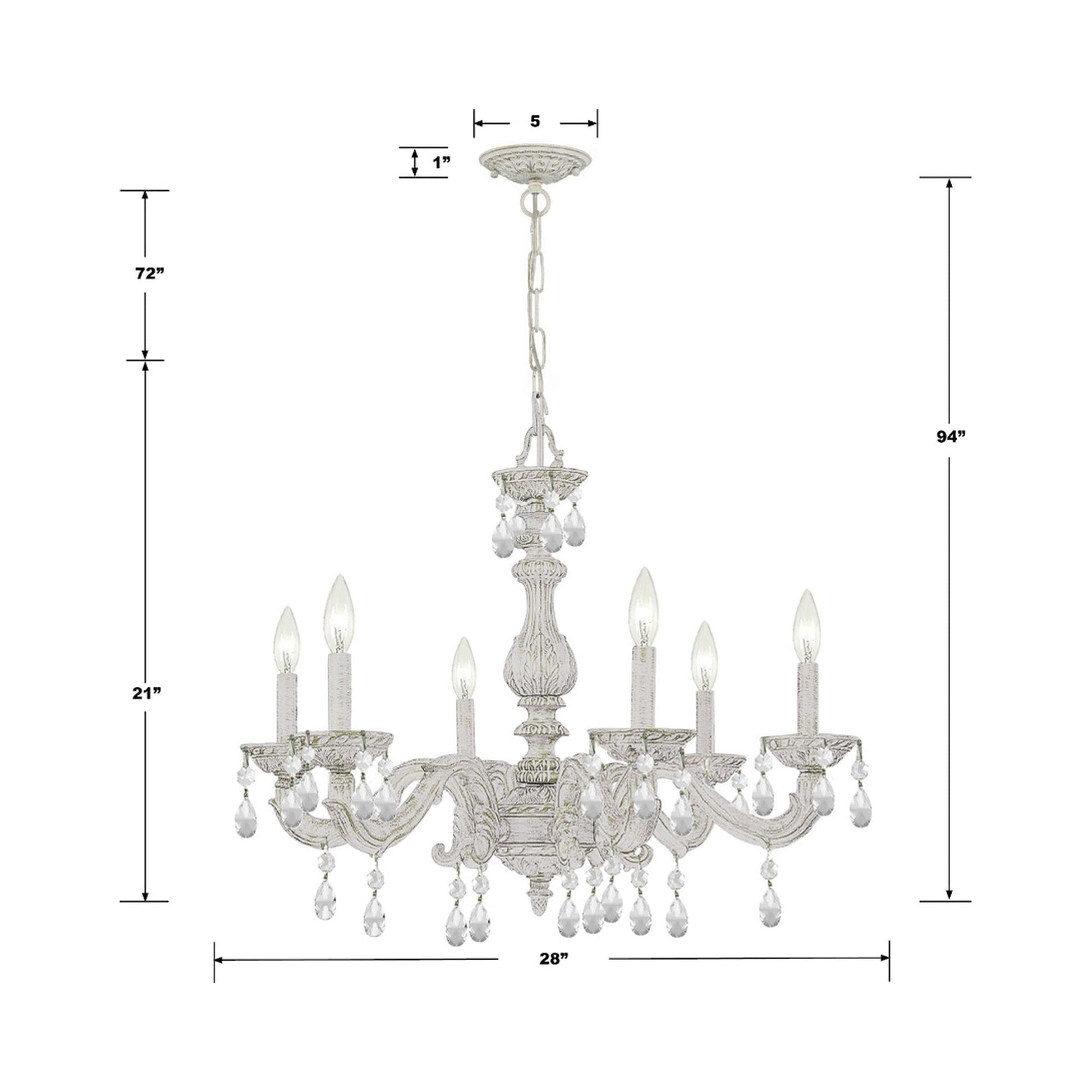 Paris Market Crystal Chandelier - line drawing.