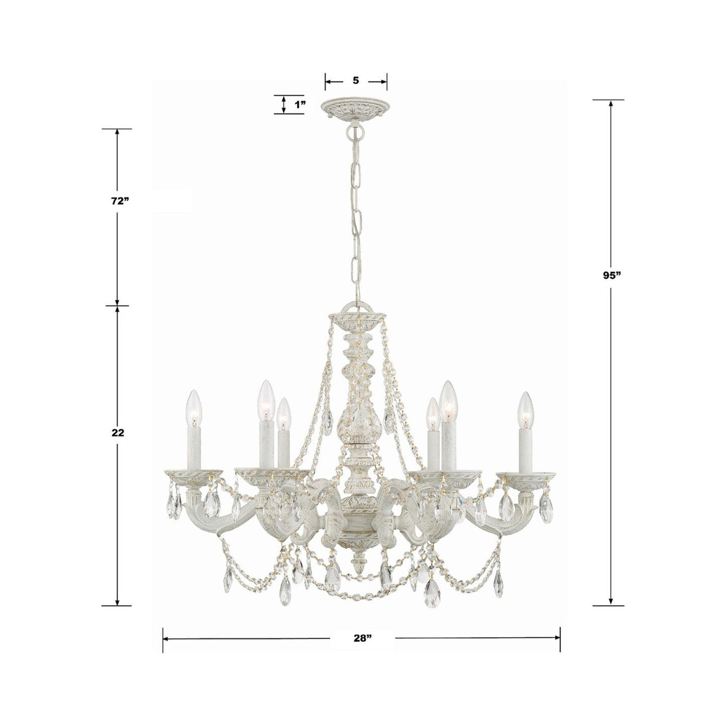 Paris Market Crystal Chandelier - line drawing.