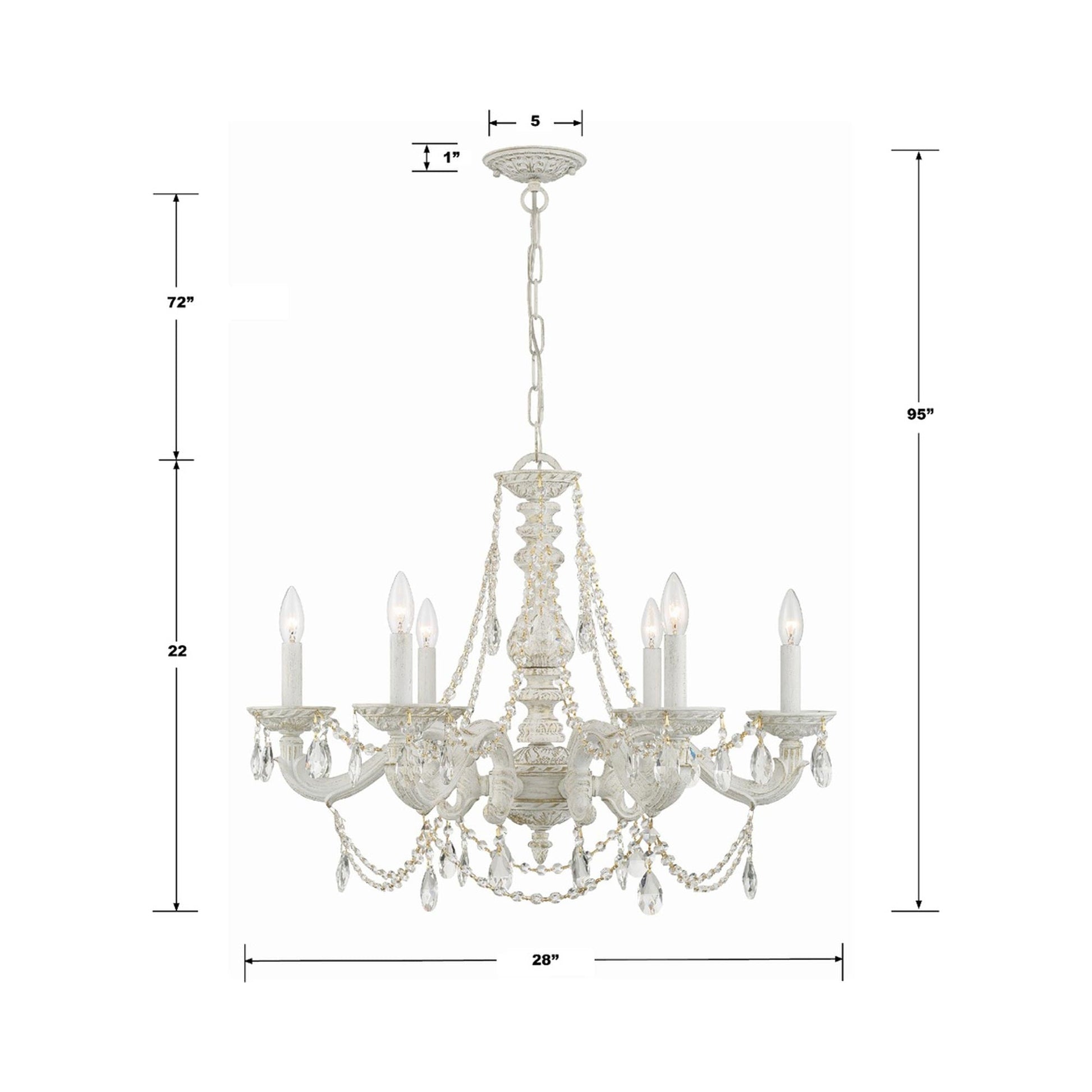 Paris Market Crystal Chandelier - line drawing.