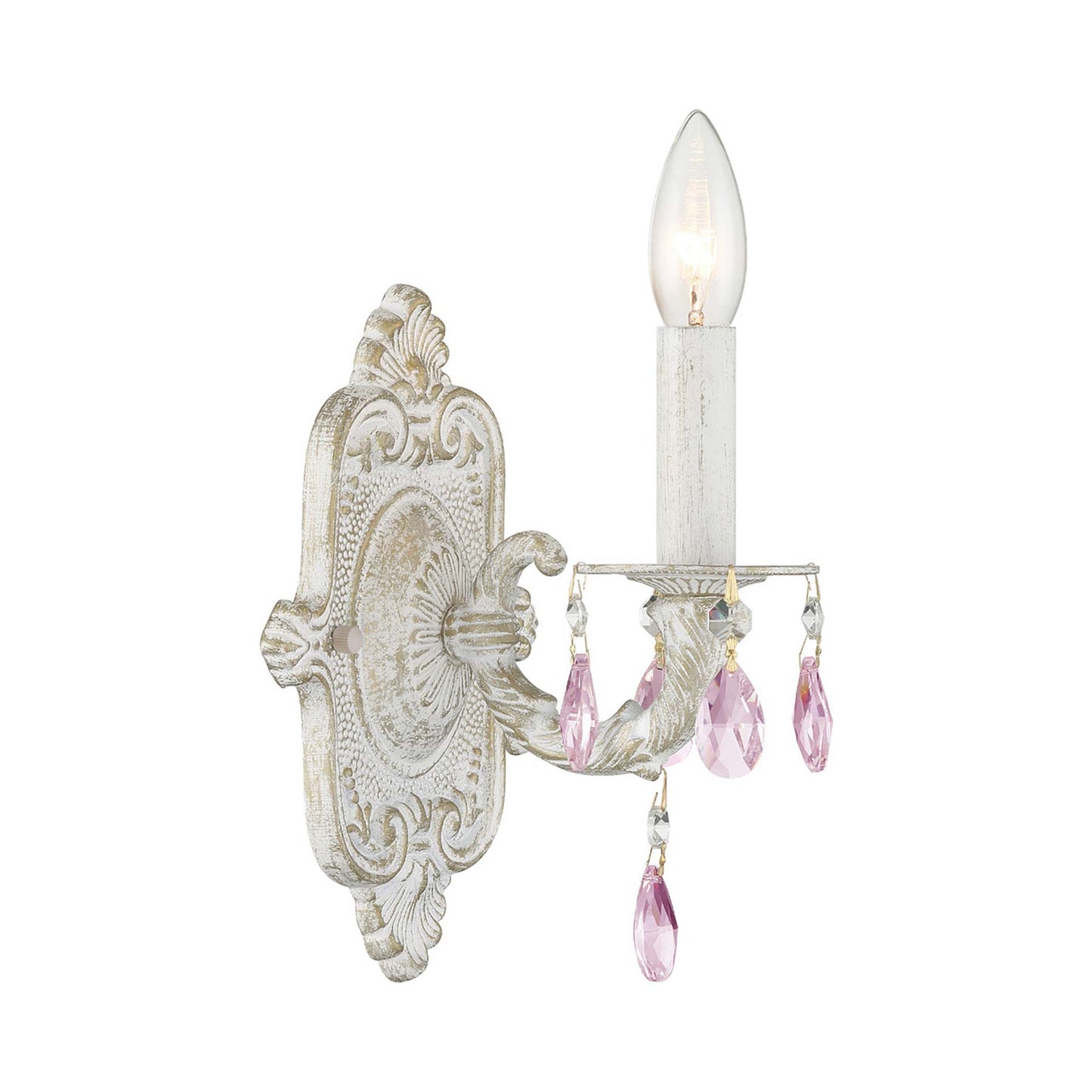 Paris Market Crystal Wall Light in Antique White (Rose Colored Hand Cut/1-Light).