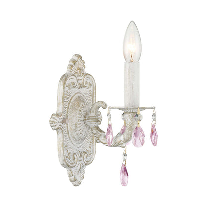 Paris Market Crystal Wall Light in Antique White (Rose Colored Hand Cut/1-Light).