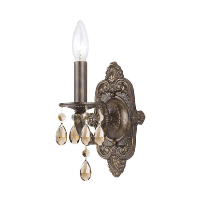 Paris Market Crystal Wall Light in Venetian Bronze (Golden Teak Hand Cut/Golden Teak Swarovski/1-Light).