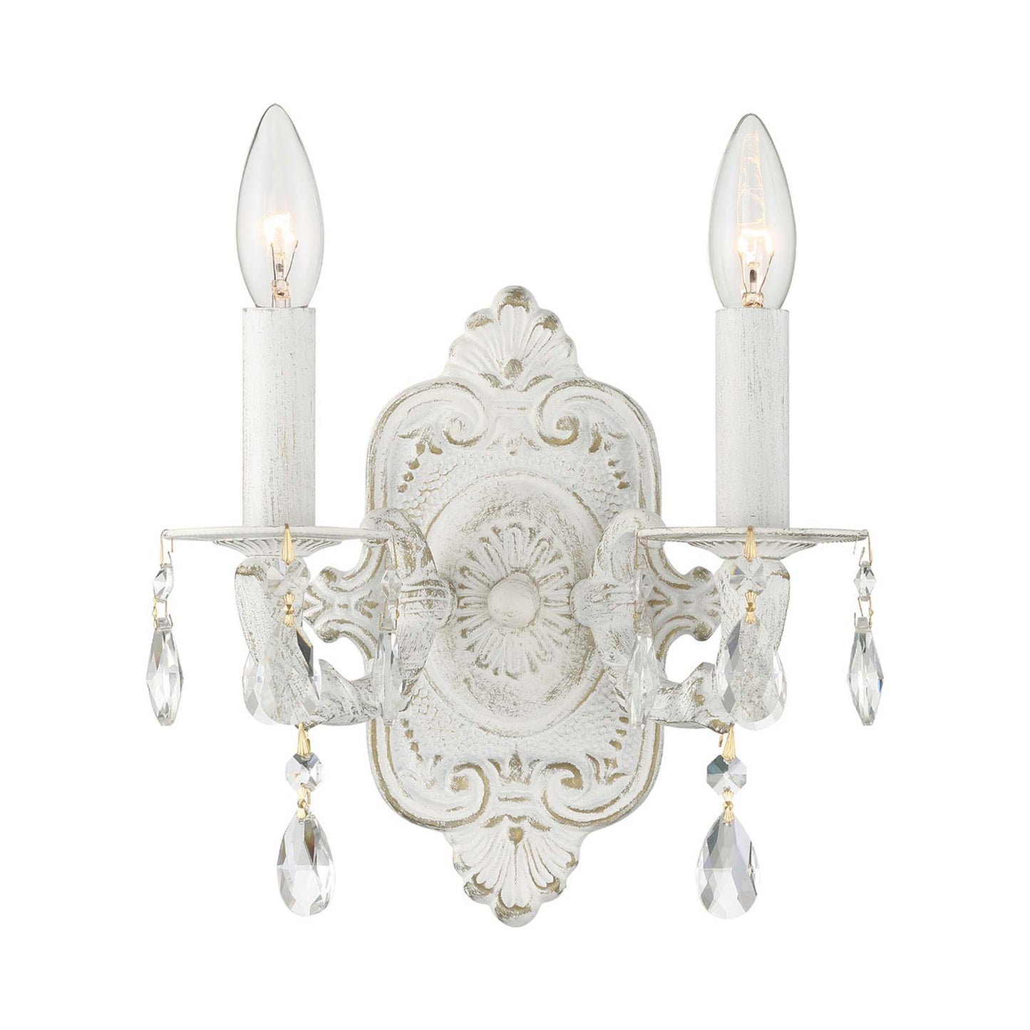 Paris Market Crystal Wall Light in Antique White (Hand Cut Crystal/Swarovski Spectra Crystal/Swarovski Strass Crystal/2-Light).