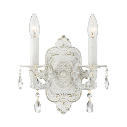 Paris Market Crystal Wall Light in Antique White (Hand Cut Crystal/Swarovski Spectra Crystal/Swarovski Strass Crystal/2-Light).