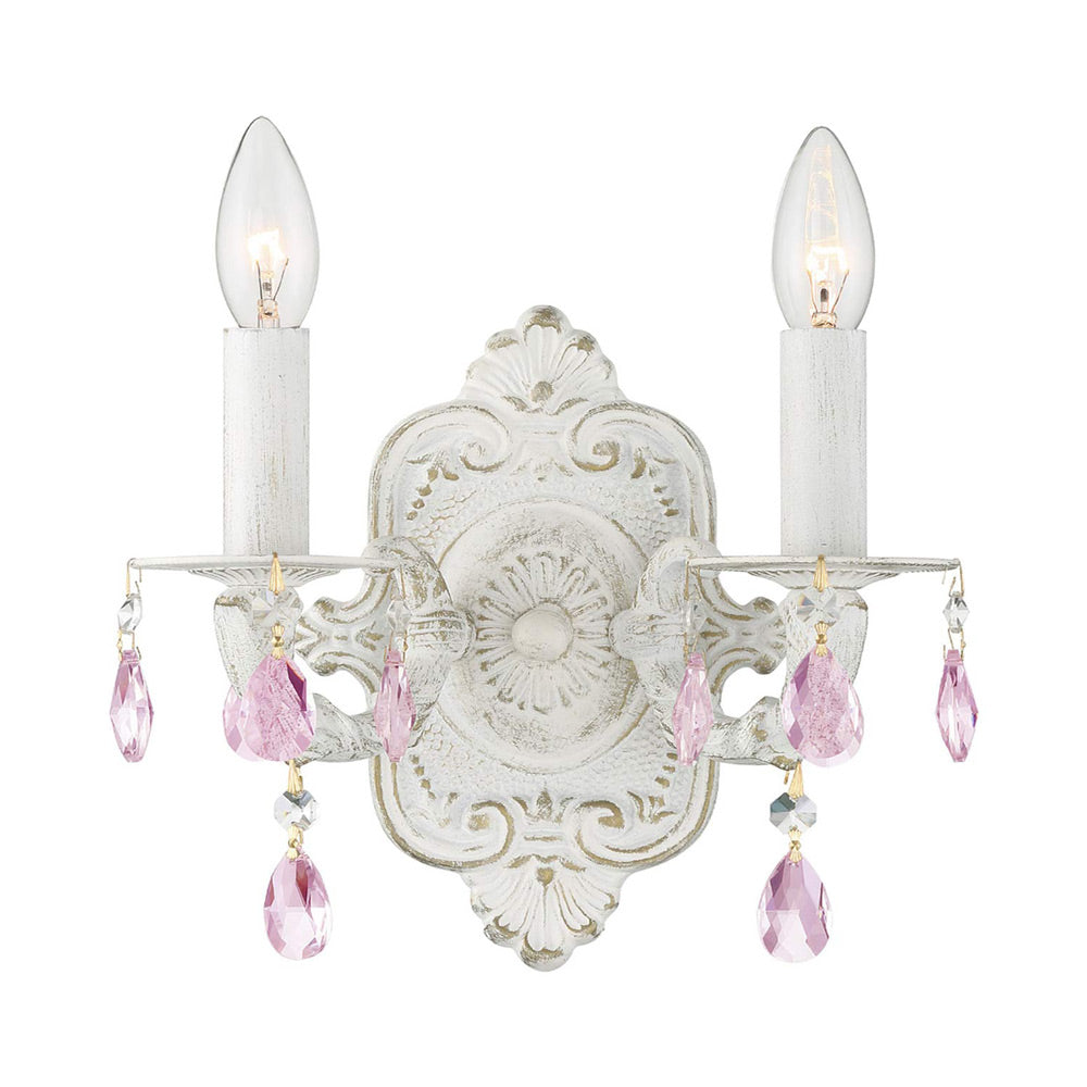 Paris Market Crystal Wall Light in Antique White (Rose Colored Hand Cut/2-Light).