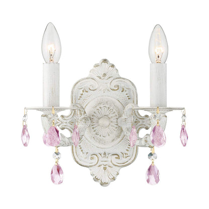 Paris Market Crystal Wall Light in Antique White (Rose Colored Hand Cut/2-Light).