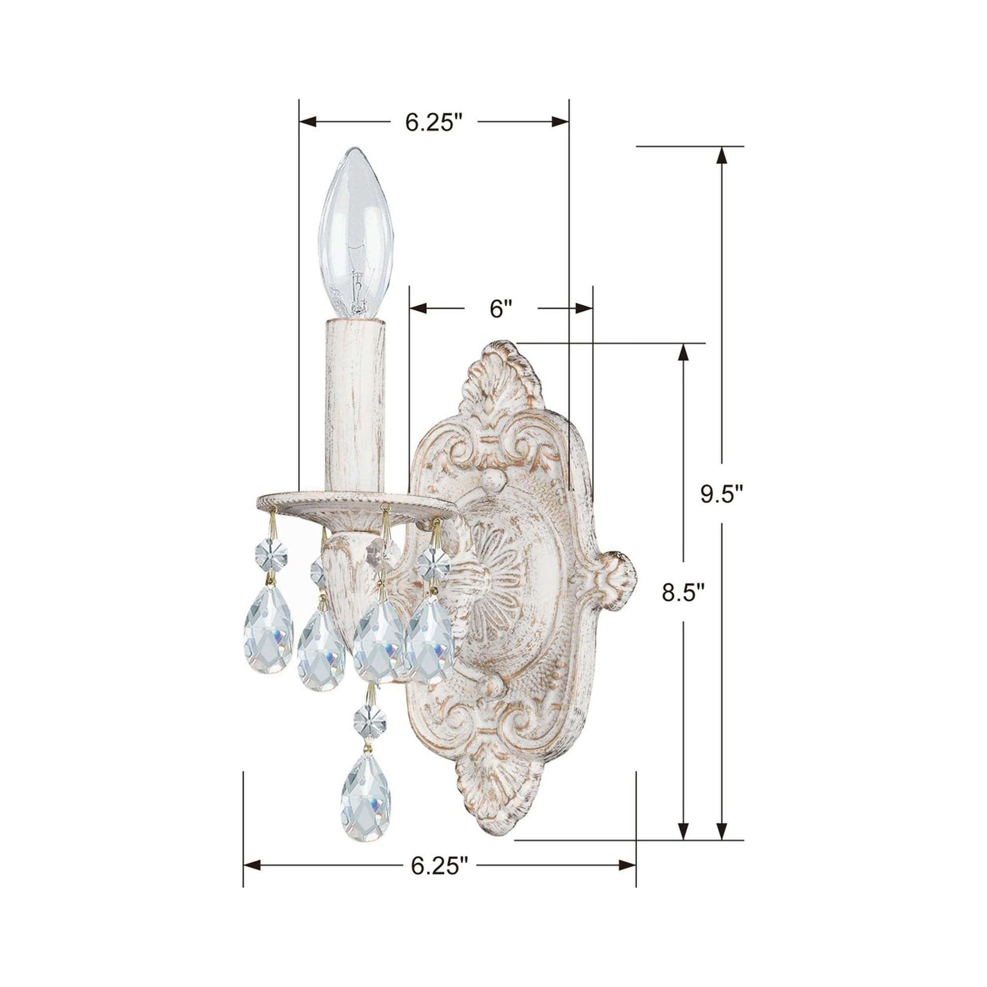 Paris Market Crystal Wall Light - line drawing.