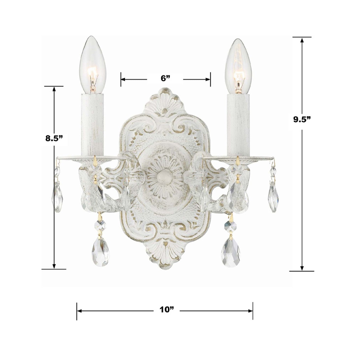 Paris Market Crystal Wall Light - line drawing.