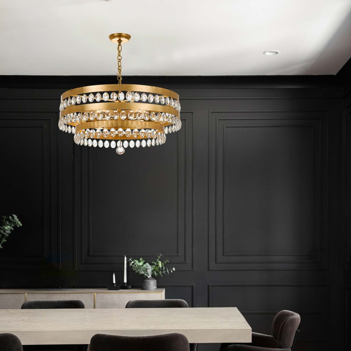 Perla Chandelier in dining room.