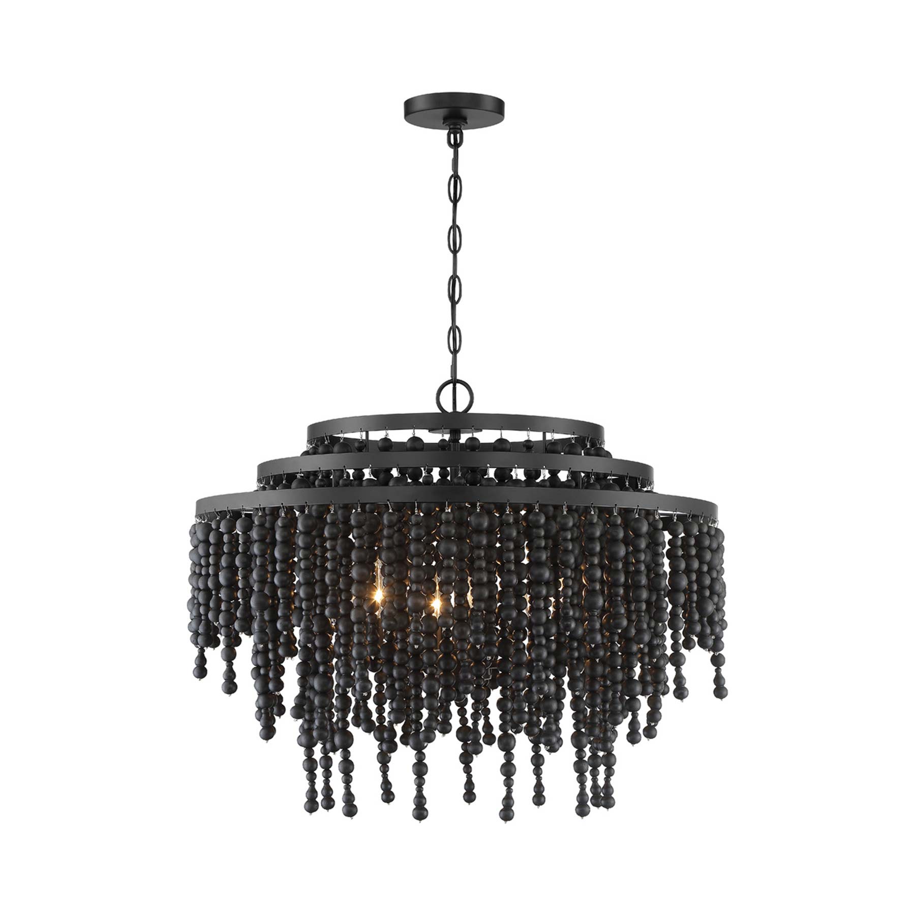 Poppy Chandelier in Black Wood Beads.